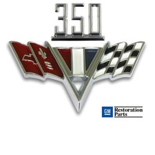 CHEVY 350 V-Flag Fender Emblem Set ** 65-67 Chevy . Includes Mounting Hardware picture