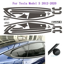  Matte Black Chrome Delete Window Trims For Tesla Model S 2014-2020 picture