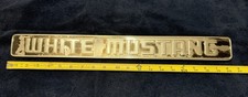 1960s OEM White Mustang Chrome Emblem Badge Trim Piece White Mustang Vintage picture