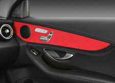Red Suede Interior Door Panel Cover Trim 4X Fit For Benz C-Class 2015 2016-2021 picture