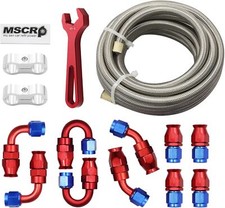 Red Pro AN6 20FT PTFE Fuel Line Hose Kit Stainless Steel Braided 3/8