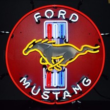 Ford Mustang Pony Bar Neon Sign Wall Mount Red Yellow Neonetics 24