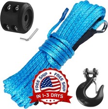 Cuerda de cabrestante sintética con gancho y tapón de polietileno azul US NUEVO picture