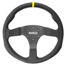 Sparco 015R330CLO 3-Spoke R330 Steering Wheel w Yellow Leather Center Stripe picture