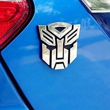 3D Transformers Autobots Optimus Prime Silver Metal Emblem Badge Decals Car picture