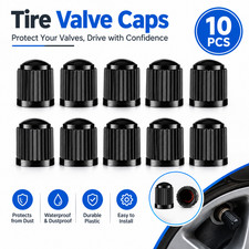 10Pcs Black Tire Valve Caps Universal Car Truck Bike Schrader Stem Covers picture