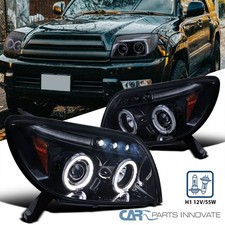 Fits 2003-2005 Toyota 4Runner Smoke LED Halo Projector Headlights Head Lamps L+R picture
