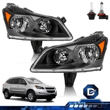 DriveForge For 2009-2012 Chevy Traverse LS LT Halogen Black Headlights w/Bulbs picture