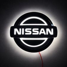 Nissan White LED 5D Emblem Badge 117x100mm JDM Car Exterior Logo picture