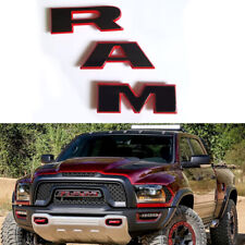 1 OEM Black Ram Grille Emblem Badge 3D Logo for 2019-2024 RAM 1500 Red Frame picture