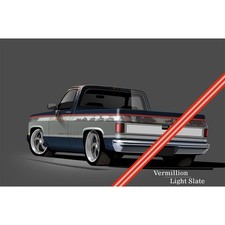 Vinyl 2-Tone Vermillion/Light Slate Paint Break Stripe Kit Chevy/GMC Truck 81-87 picture