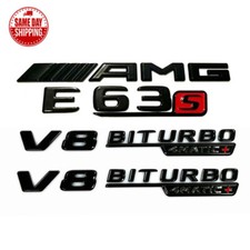 Gloss Black/Red E63s AMG V8 BITURBO 4MATIC+ Badge Emblem for Mercedes Benz W213 picture