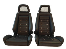 PAIR OF Used AUTHENTIC RECARO LX BLACK Leather Net Headrest seats RACING CARS picture