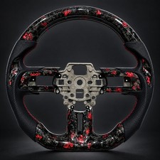 Carbon Fiber Steering Wheel for Ford Mustang 2015-2023 S550 Red Forged Leather picture