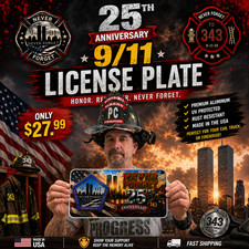 9/11 25TH ANNIVERSARY – NEVER FORGET MEMORIAL LICENSE PLATE New York Pentagon picture