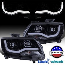 Fits 2015-2022 Chevy 15-21 Colorado Glossy Black Projector Headlights LED Bar picture
