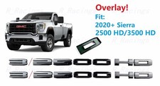 2PCS OVERLAY Gloss Black Doors 2 3500 HD Emblems 2020+ Sierra 2500HD 3500HD picture