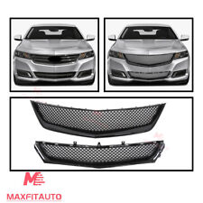 Fits Chevrolet Impala 2014-2020 Front Upper Lower Grille Mesh Gloss Black Set picture