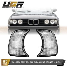 DEPO Euro M5 Clear Front Corner Signal Lights Set For 1989-1996 BMW E34 5 Series picture