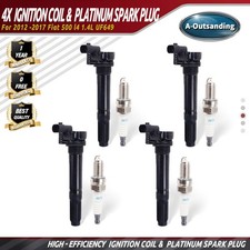 4X  Ignition Coil & 4X Iridium Spark Plug For 2012-2017 Fiat 500 1.4L UF649 picture