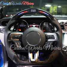 LED RPM Carbon Fiber Steering Wheel For Ford Mustang GT Shelby Ecoboost V6 15-17 picture