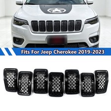 7pcs Front Hood Grille Insert For Jeep Cherokee 2019-2023 Trims Honeycomb Mesh picture