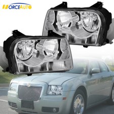 Box(2) Chrome Headlights Assembly Kits For 2005-10 Chrysler 300 Halogen Style picture