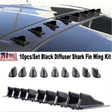 10Pcs Universal Car Vortex Generator Roof Shark Fins Spoiler Wing Kit Black picture