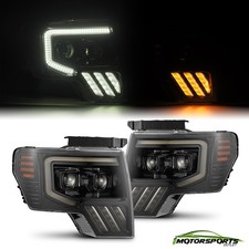 Fit 2009-2014 Ford F150 Alpha-Black PRO-Series Halogen Projector Headlights Pair picture