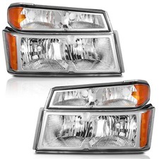 WEELMOTO Pair Headlights For 2004-2012 Chevy Colorado GMC Canyon Chrome LH+RH picture