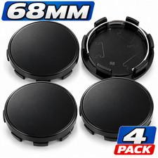 4 Pack 68mm Black Wheel Center Caps 63mm 6 Clip Blank Snap-In Hub Caps picture