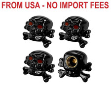 4 PCS Skull Style Tire Valve Stem Caps, Dustproof Wheel Valve Covers with Rubber picture