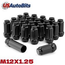 20 PC M12x1.25 Black Lug Nuts Acorn Lug Nuts 12x1.25 19mm Hex 1.38 inch picture