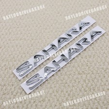 2Pcs 3D Letters Emblems Fender Door Side Badges For Wrangler JK JL Sahara Silver picture