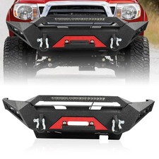 For 2005-2015 Toyota Tacoma Black Front Bumper w/Winch Plate & LED light+D-ring picture