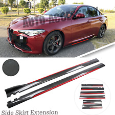 For Alfa Romeo Giulia Carbon Fiber + Red  Look Side Skirt Extension Spoiler picture