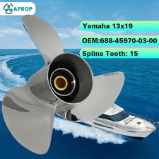 Boat Propeller For Yamaha F70 F75 F80 F90 F100 F115 13x19 Stainless 15 Spline picture
