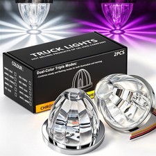 2x LED Watermelon Lights White Purple Dual Color Truck Trailer Marker Lights 12V picture