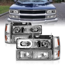 ANZO Fits 88-98 Chevrolet C1500 Crystal Headlights Chrome Housing W/ Signal And picture
