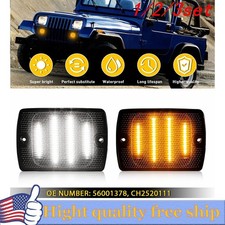 2/4x Front Fender LED Side Marker Light Amber Lens for 2007-18 Jeep Wrangler JK picture