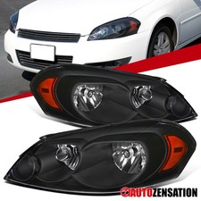 Fit 2006-2013 Chevy Impala Black Headlights Lamps Replacement Left+Right 06-13 picture