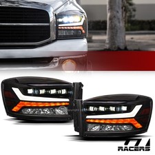 For 2006-2009 Dodge Ram Black Full LED Sequential Tube Quad Projector Headlights picture