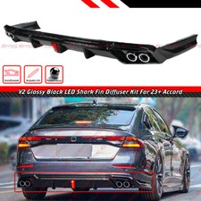 FOR 2023-2026 Honda Accord V2 Gloss Black Rear Bumper Diffuser Kit W/ LED Light picture