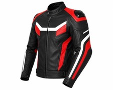 Men's Genuine Leather Jacket - Racing Style, Motorbike Protective Wear picture