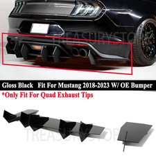 For Ford Mustang GT EcoBoost 2018-2023 Shark Fin Rear Bumper Diffuser Kit Glossy picture