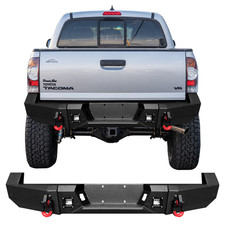 VIJAY Black Steel Rear Bumper w/LED Lights & D-Rings For 2005-2015 Toyota Tacoma picture