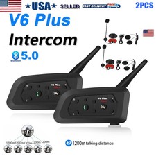 2x V6 Pro Motorcycle Intercom 2000m 10 Riders Bluetooth Helmet Headset with Mic picture