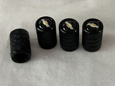 4 ALL BLACK Chevy Chevrolet Tire Valve Stem Caps For Car Truck Universal Fitting picture