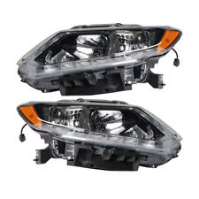 Right+Left Headlight For 2014-16 Nissan Rogue Halogen Chrome Housing Clear Lens picture