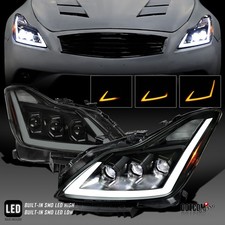 Fit 2008-2013 Infiniti G37 Smoke Full LED Projector Headlights Sequential Signal picture
